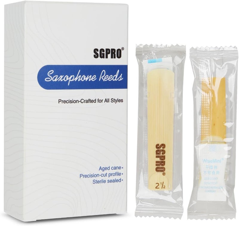 SGPRO Professional Saxophone Reeds (10-Pack) - 2.5/3 Strength for Alto/Tenor - Vibrant Sound & Easy Playability (Strength 2.5) - Image 1